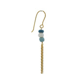 Boucles d'oreilles dorées 3 pierres en opales bleues et chainettes