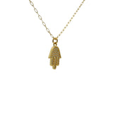 Collier doré main de Fatma avec zircons 50 cm