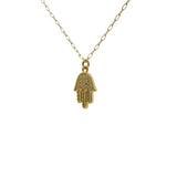 Collier doré main de Fatma avec zircons 50 cm