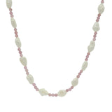 Collier doré perles de culture alternées avec du quartz rose 42 cm