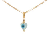 Collier doré petit coeur en nacre avec oeil perle dorée 42 cm