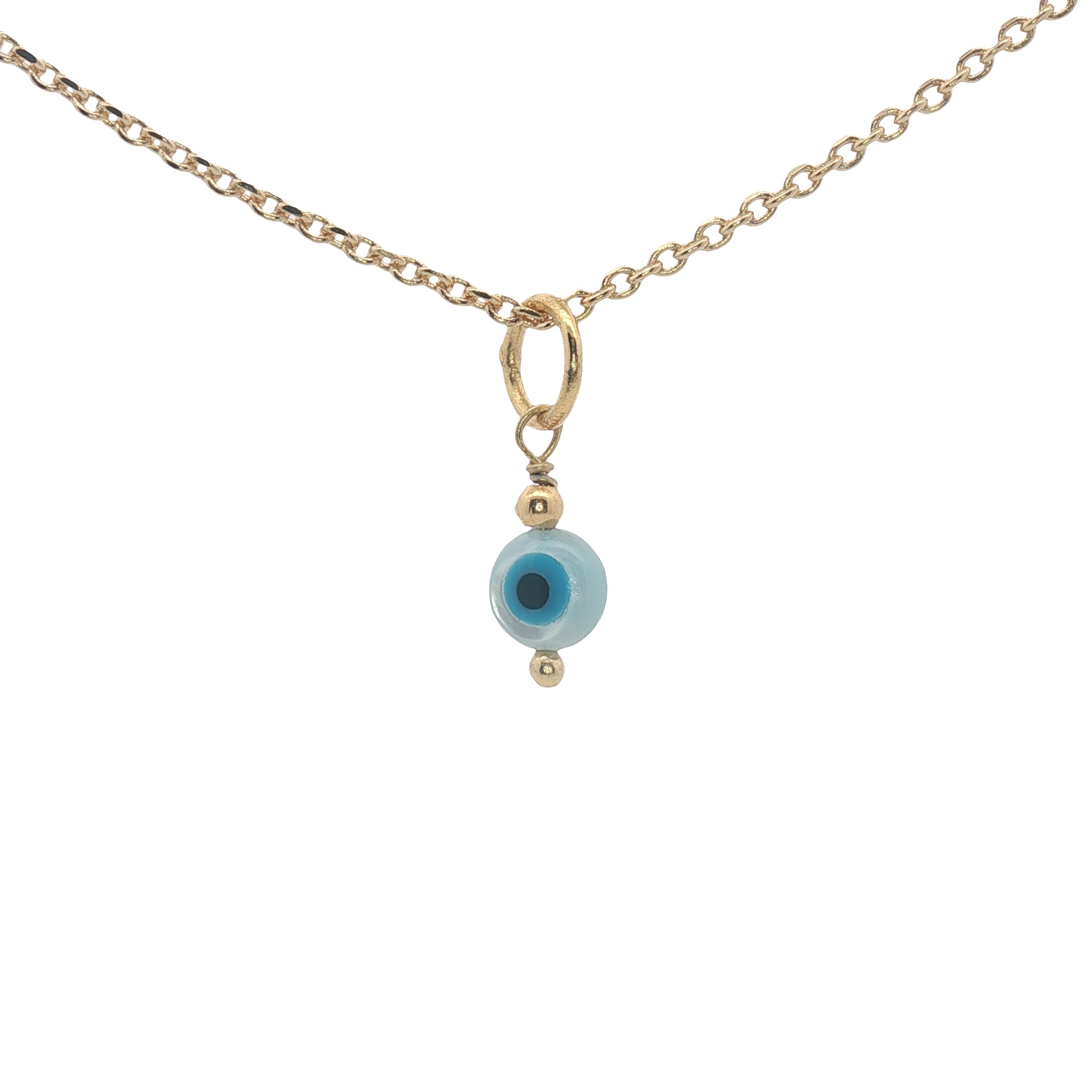 Collier doré oeil rond en nacre 42 cm