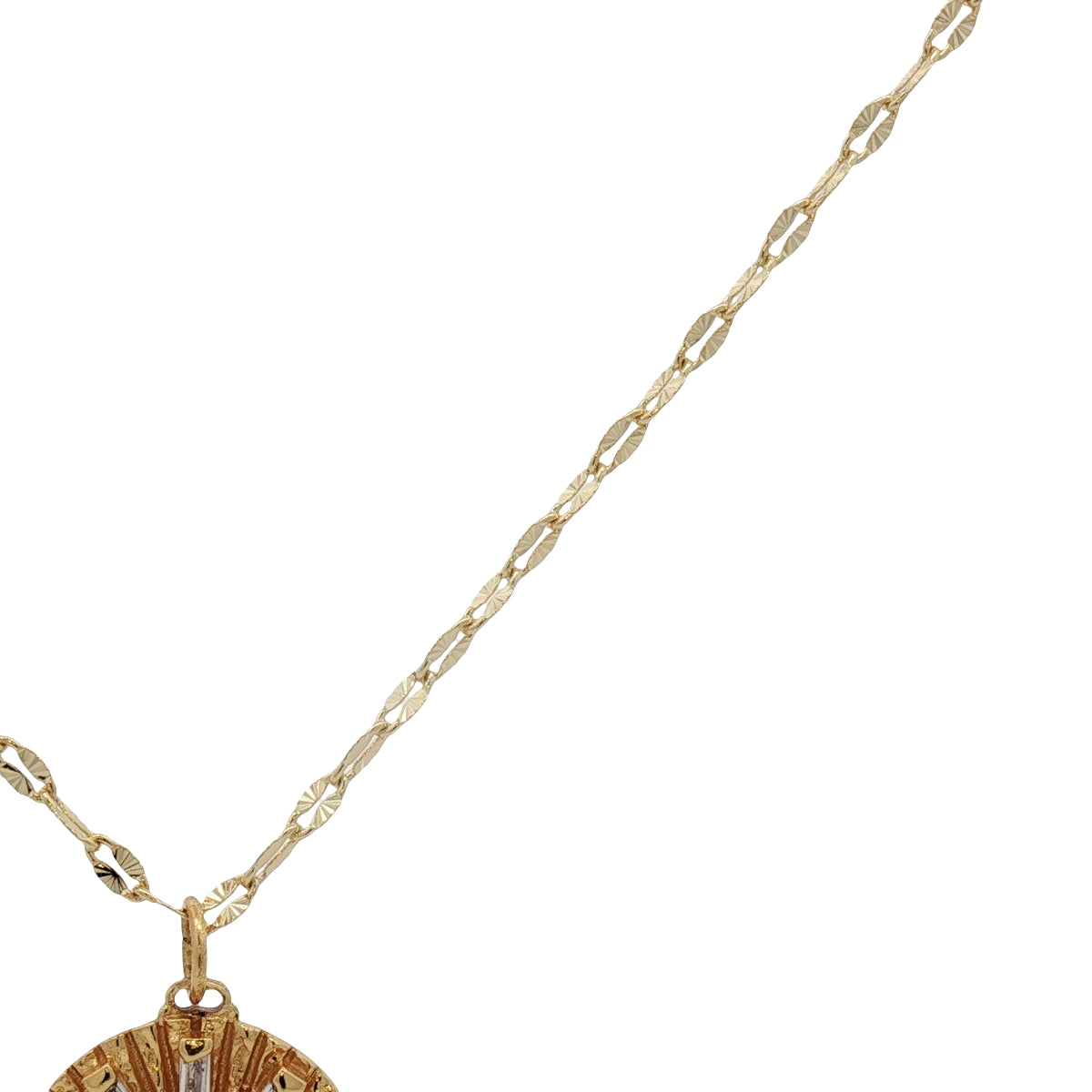 Collier doré médaille main de Fatma et zircons baguette 50 cm