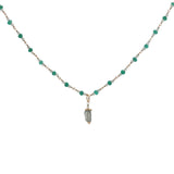 Collier doré onyx verte, prehnite, labradorite et pierre de lune 50 cm