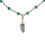 Collier doré onyx verte, prehnite, labradorite et pierre de lune 50 cm