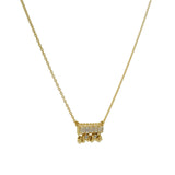 Collier doré barre pierre de lune et zircons 42 cm
