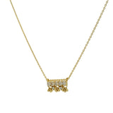 Collier doré barre pierre de lune et zircons 42 cm