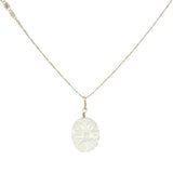 Collier doré quartz citron avec fleur taillée dans la pierre 42 cm