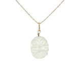 Collier doré quartz citron avec fleur taillée dans la pierre 42 cm