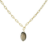 Rectangle mesh necklace and smooth natural stone