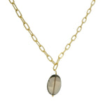 Rectangle mesh necklace and smooth natural stone