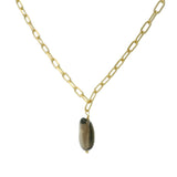 Rectangle mesh necklace and smooth natural stone