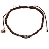 Bracelet argent 925 cordon marron avec perle bohème