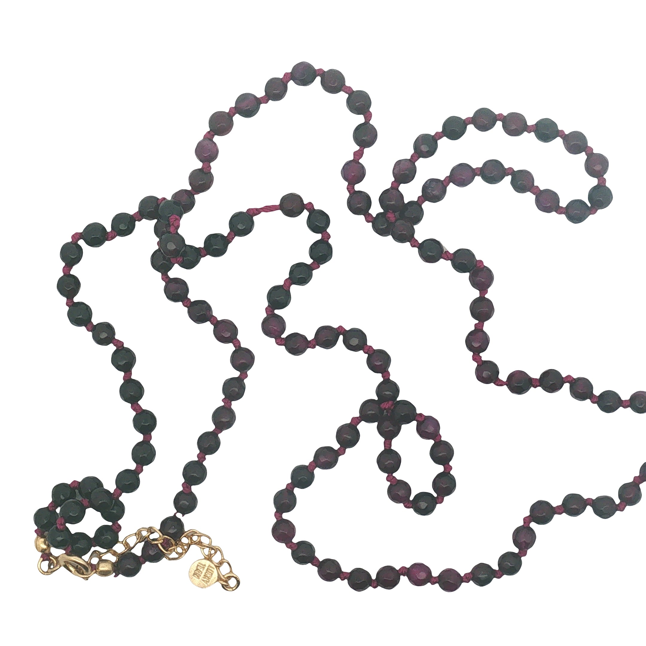 Collier doré perles violines avec noeuds violets 75 cm