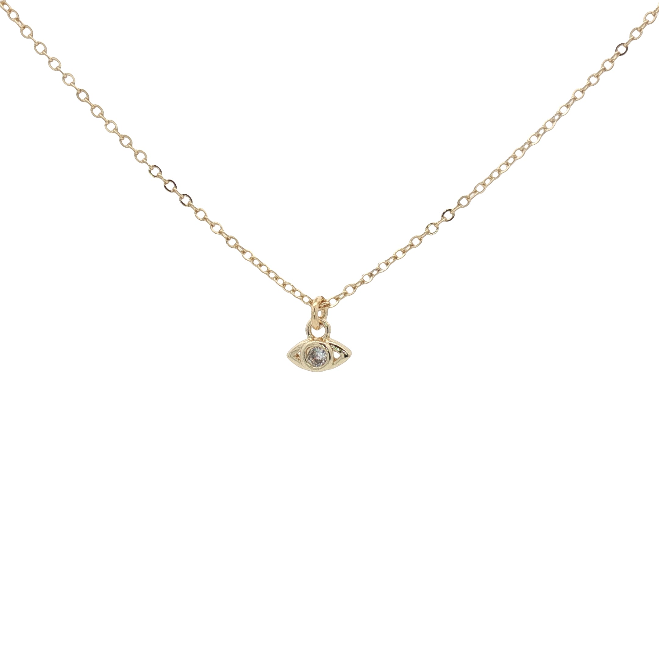 Collier doré petit oeil avec zircon 38 cm