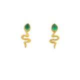 Boucles dorées serpent onyx verte
