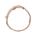 Bracelet brésilien doré cordon rose pastel chaine dorée GM