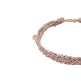 Bracelet brésilien doré cordon rose pastel chaine dorée GM