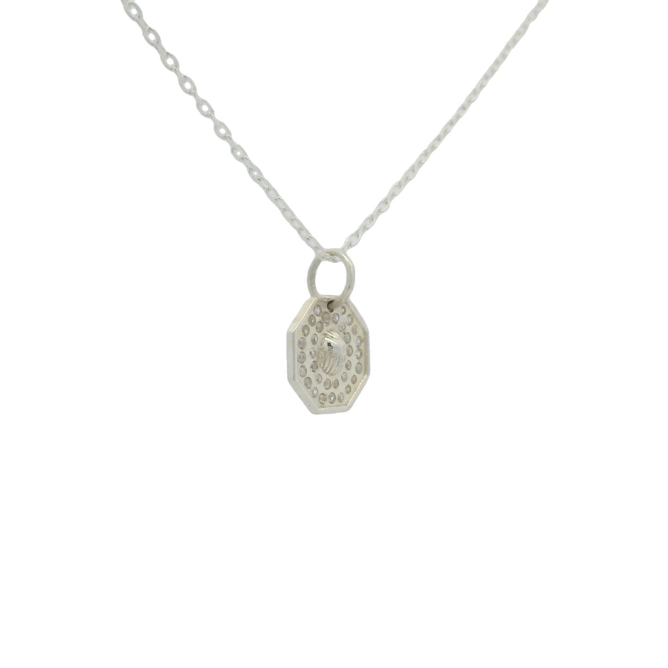 Collier argent 925 médaille scarabée avec zircons 42 cm