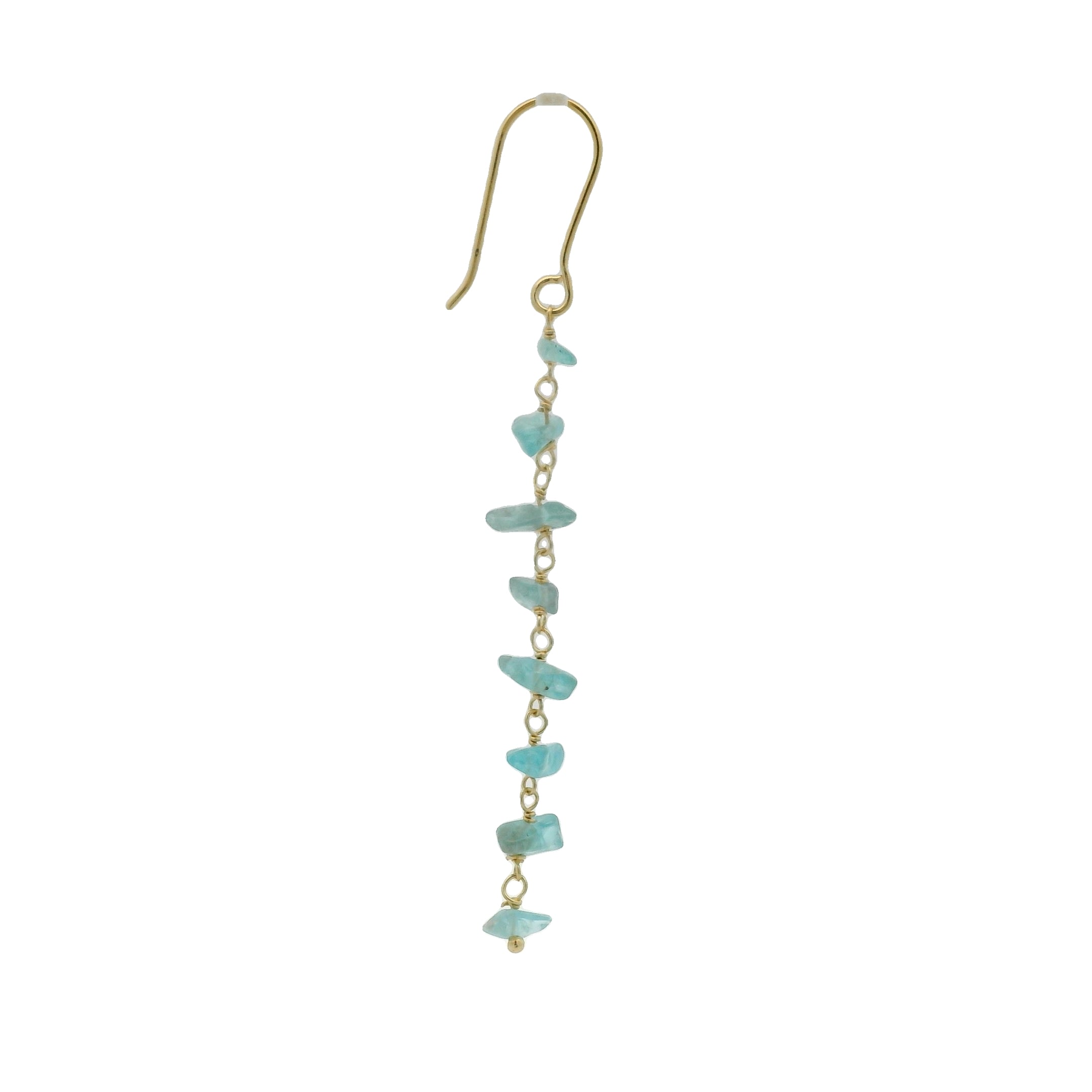 Boucles d'oreilles dorées pendantes avec apatite taillée brut