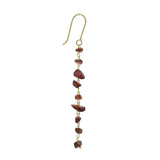 Boucles d'oreilles dorées pendantes avec grenat taillée brut