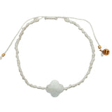 Natural stone cord and clover bracelet