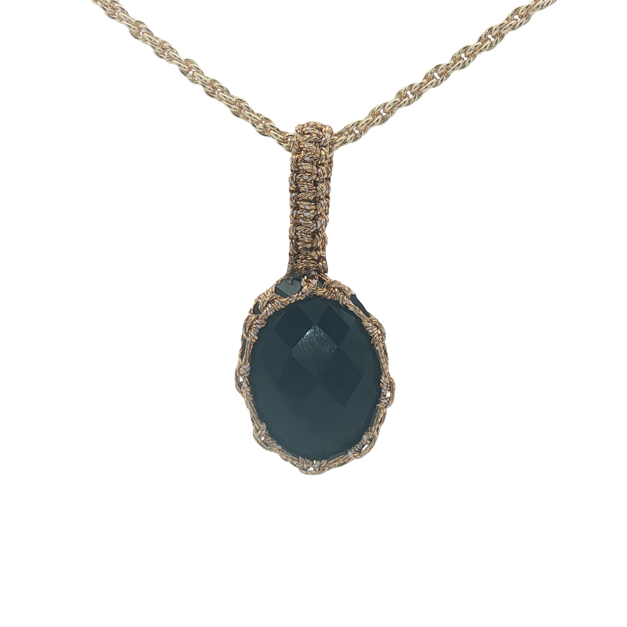 Collier doré Johri bazaar onyx noire et fil doré 42 cm