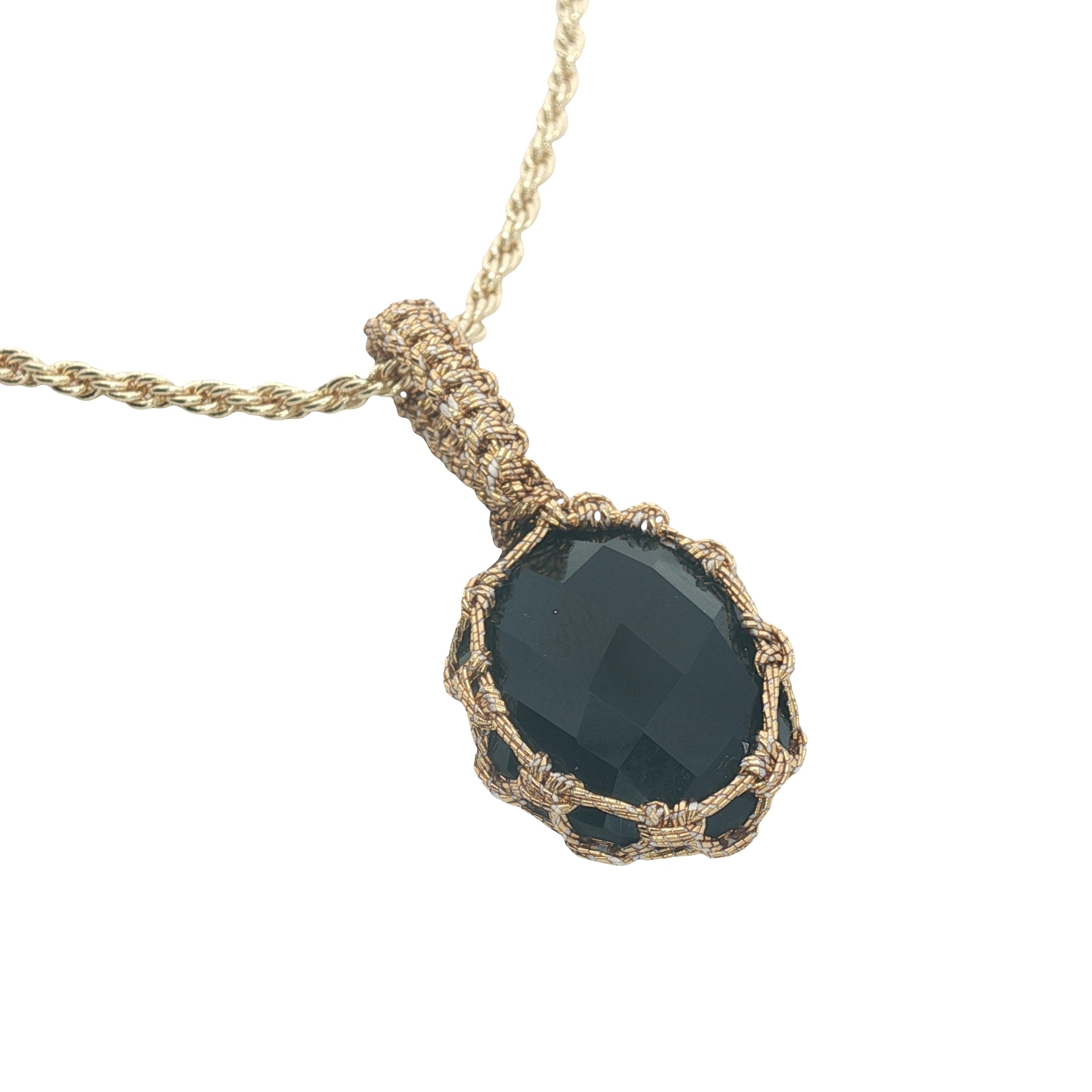 Collier doré Johri bazaar onyx noire et fil doré 42 cm