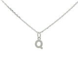 Collier argent 925 petite lettre Q avec zircons blancs 42 cm