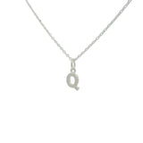 Collier argent 925 petite lettre Q avec zircons blancs 42 cm