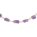 Collier doré améthyste taillée en rectangle 42 cm