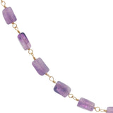 Collier doré améthyste taillée en rectangle 42 cm