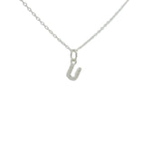 Collier en argent 925 petite lettre U avec zircons blancs 42 cm