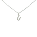 Collier en argent 925 petite lettre U avec zircons blancs 42 cm