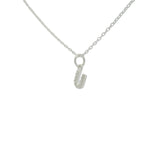 Collier en argent 925 petite lettre U avec zircons blancs 42 cm