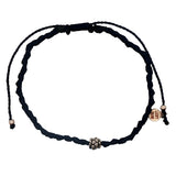 Navy blue cord bracelet and small bohemian pearl 925 silver