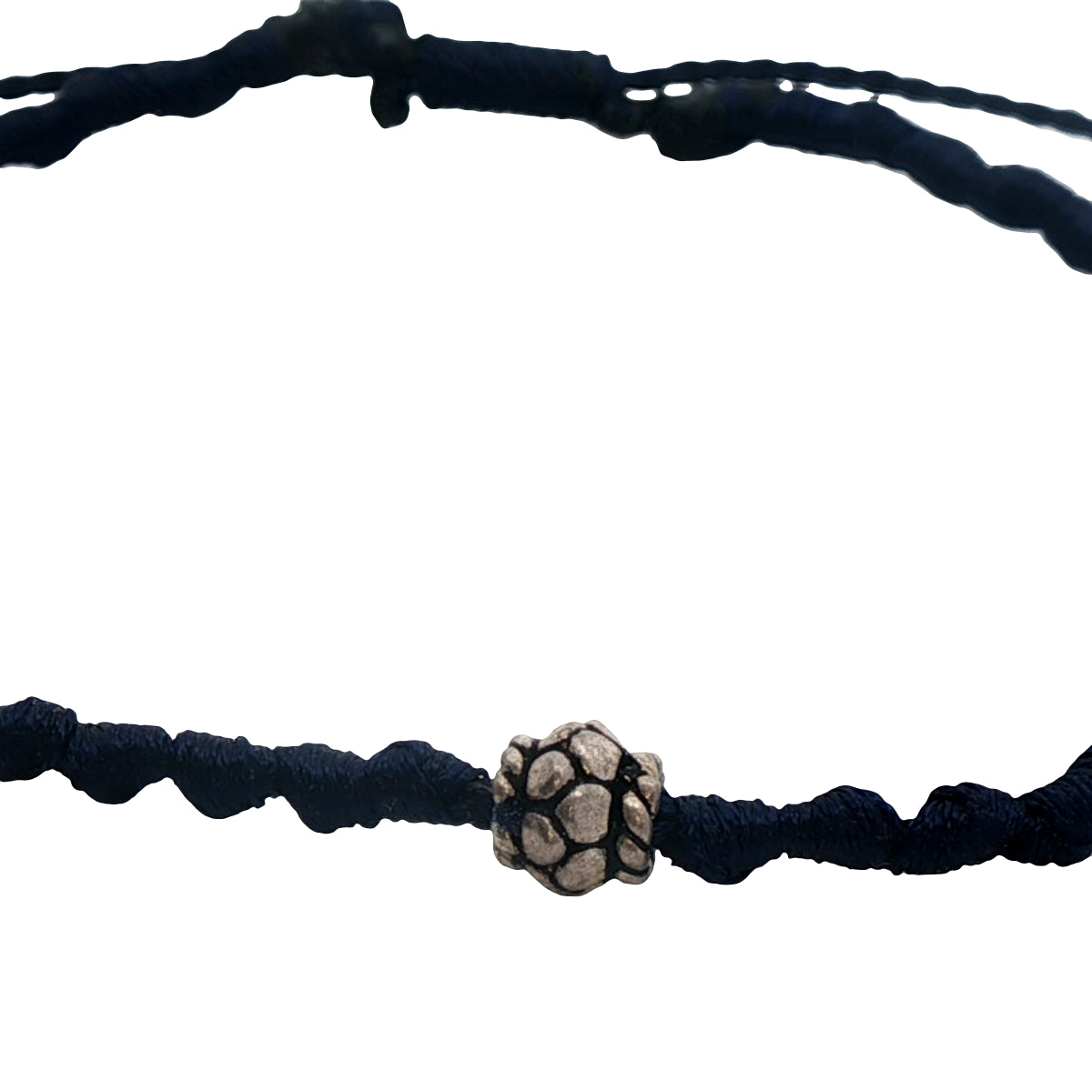Bracelet cordon bleu marine perle bohème argent 925