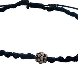 Navy blue cord bracelet and small bohemian pearl 925 silver