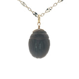 Collier doré scarabée taillé dans du quartz fumé 42 cm