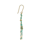 Boucles d'oreilles dorées pendantes onyx verte et couronnes dorées