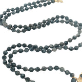 Collier arbre de vie doré onyx noire avec perles grises 75 cm
