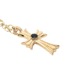Collier doré croix baroque avec onyx noire 60 cm