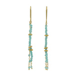 Golden hanging earrings with stones