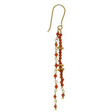 Boucles d'oreilles dorées pendantes onyx rouge et couronnes dorées