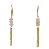 Golden earrings with 3 stones and chains