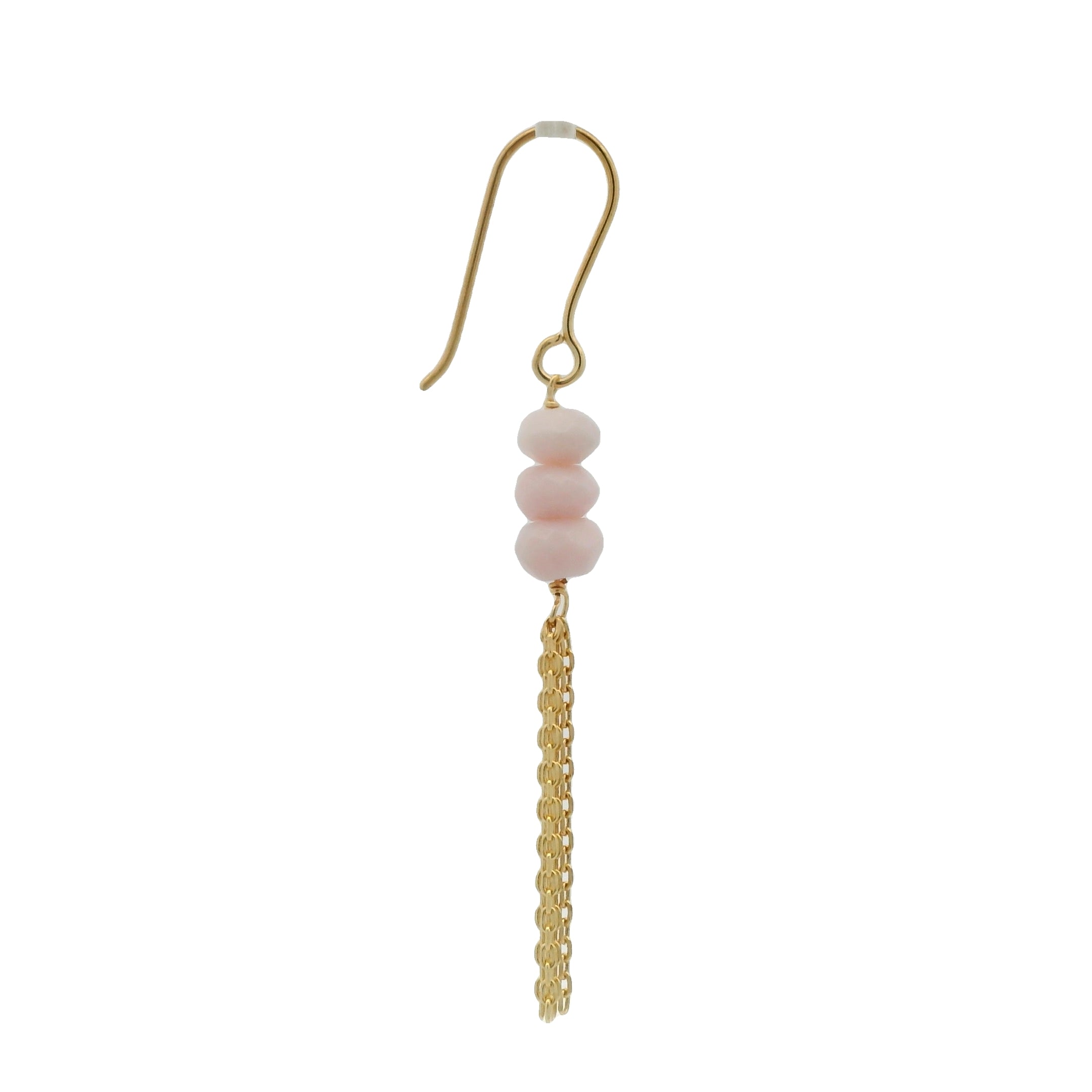 Golden earrings with 3 stones and chains