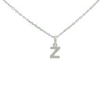 Collier en argent 925 petite lettre Z avec zircons blancs 42 cm