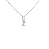 Collier en argent 925 petite lettre Z avec zircons blancs 42 cm
