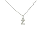 Collier en argent 925 petite lettre Z avec zircons blancs 42 cm