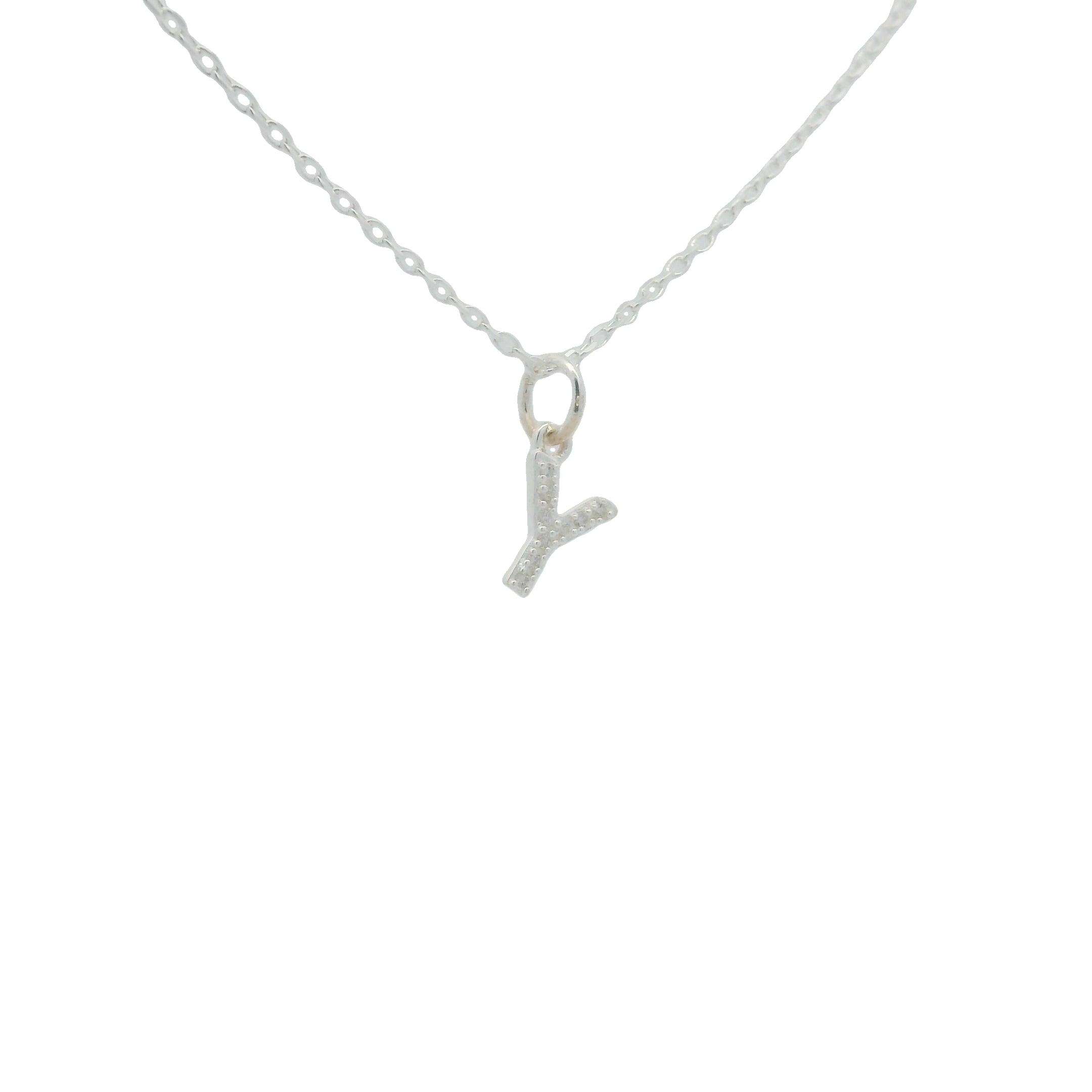 Collier en argent 925 petite lettre "Y" et zircons blancs 42 cm